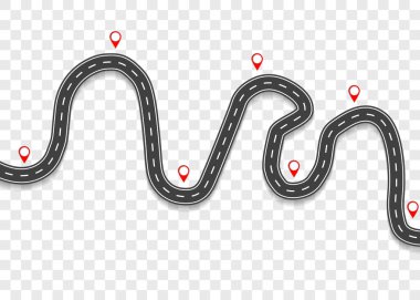 İşaretçileri olan yol. Yola gidiyoruz. Vektör eps10