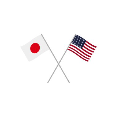 Japonya ve ABD bayrakları. Bayrağı simgeleri. Vektör