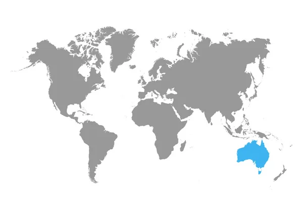 Mapa Australia Destaca Azul Mapa Del Mundo Vector — Archivo Imágenes Vectoriales