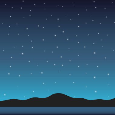 Gece gökyüzü arka plan. Gece dağlarda. Vektör