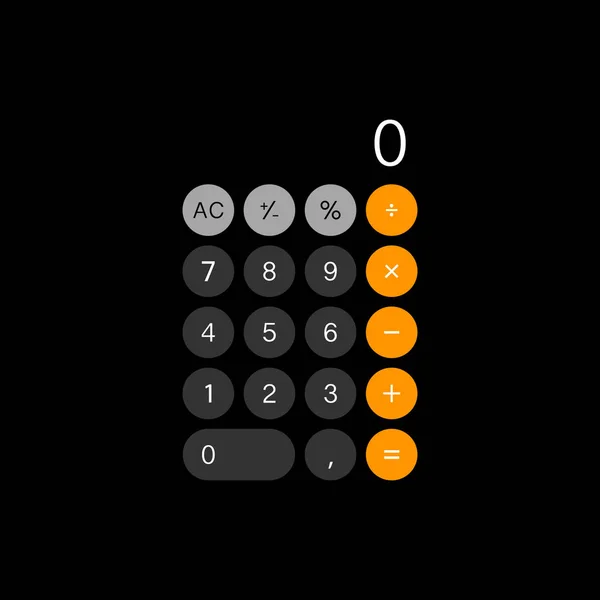 Calculator illustratie geïsoleerd op zwart terug — Stockvector