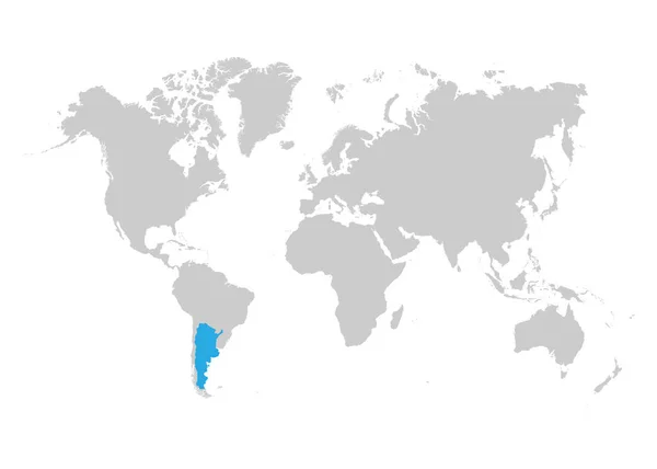 Argentina se destaca en azul en el mapa mundial — Archivo Imágenes Vectoriales