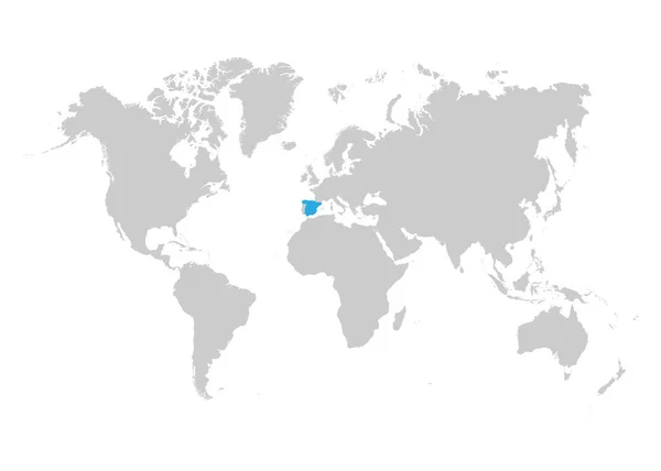 Mapa de España se destaca en azul en el mapa del mundo — Archivo Imágenes Vectoriales