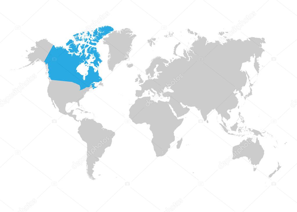 Canada map is highlighted in blue on the world map