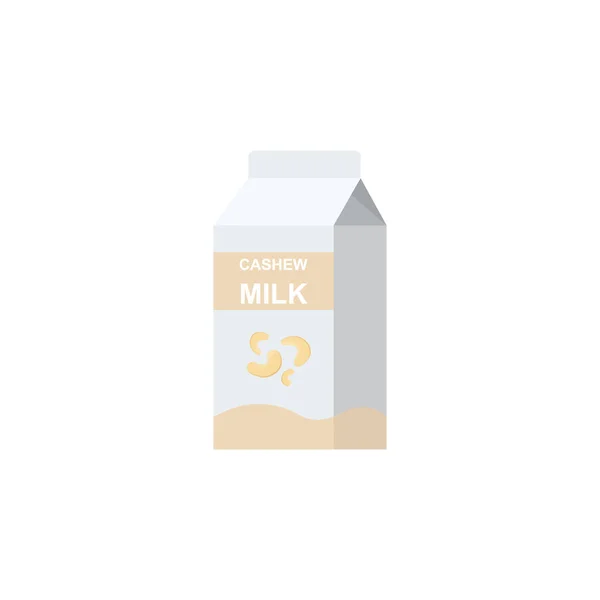 Anacardi pacchetto latte in stile piatto — Vettoriale Stock