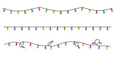 Noel ışıkları düz tarzı. Vektör