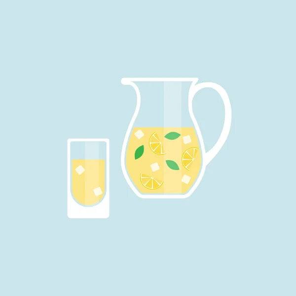 Krug und Glas mit Limonade — Stockvektor