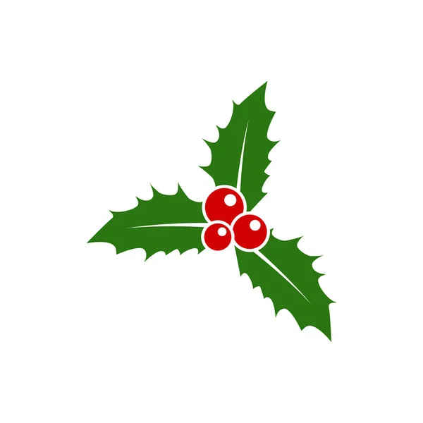 Feuille de Noël et icône de baie — Image vectorielle