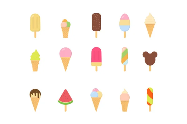 Ice Cream Icon Set Flat Style — Stock Vector