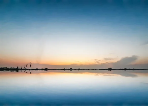 Ambiente Rural India Durante Puesta Del Sol Nubes Luz Reflejo — Foto de Stock