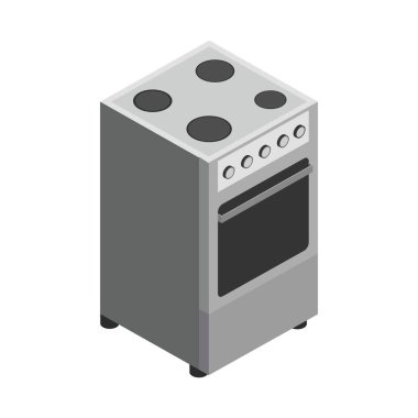 Isometric style simgesi. Soba, mutfak için beyaz arkaplanda izole edilmiş. Web tasarımı için vektör illüstrasyonuName.