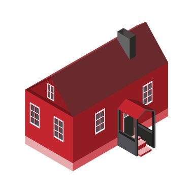 Isometric .house simgesi. Vektör illüstrasyonu beyaz arkaplanda izole edildi