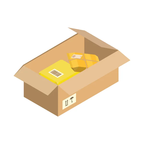 Isometric parcel icon.Packing gambar vektor kotak terisolasi di latar belakang putih. Grafik Vektor