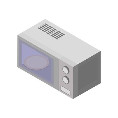 Isometric mikrodalga ikonu. Mikrodalga vektör çizimi beyaz arkaplanda izole edildi.