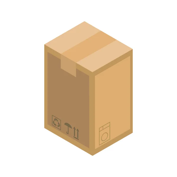 Isometric parcel icon.Packing gambar vektor kotak terisolasi di latar belakang putih. - Stok Vektor