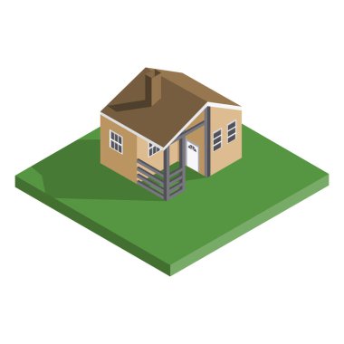 Isometric .house simgesi. Vektör illüstrasyonu beyaz arkaplanda izole edildi.