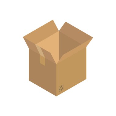 Isometric paket simgesi. Kutu vektör çizimi beyaz arkaplanda izole edildi.