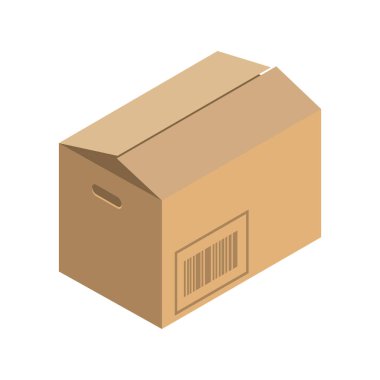 Isometric paket simgesi. Kutu vektör çizimi beyaz arkaplanda izole edildi.