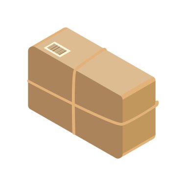 Isometric paket simgesi. Kutu vektör çizimi beyaz arkaplanda izole edildi.