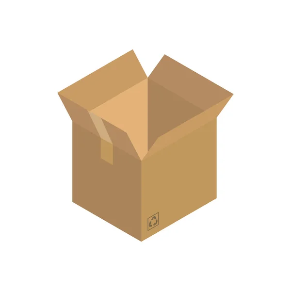 Isometric parcel icon.Packing gambar vektor kotak terisolasi di latar belakang putih. - Stok Vektor