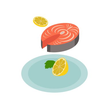 Isometric sağlıklı yiyecek simgesi. Beyaz arkaplanda izole edilmiş vektör illüstrasyonu.