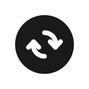 Eşzamanlama simgesi. Vektör simgesini eşzamanla. Simgeyi tazele veya yeniden yükle. Beyaz arkaplanda gösterilen Okları Eşzamanla