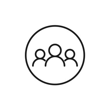 Konferans - beyaz arkaplanda özet simgesi. Bir grup insan ikonu. Birçok kullanıcı birlikte. Vektör illüstrasyonu.