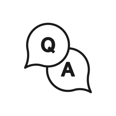 Soru-cevap simgesi düz stil işaretli. İmdat simgesi. Beyaz izole edilmiş arkaplanda konuşma balonu vektör çizimi.