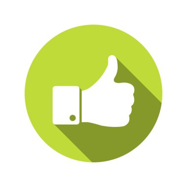 Düz moda bir ikon gibi. Baş parmak işareti, parmak yukarı ikon vektör illüstrasyonu. Web sitesi ve mobil UI tasarımı için sosyal medya benzeri sembol