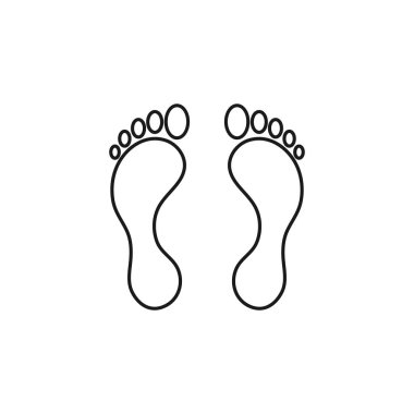 Beyaz arkaplanda ayak izi vektör simgesi. Ayak izi. Taslak biçim vektörü. Ayak izi vektör klipsi sanatı. Ayak izi siyah şekli.