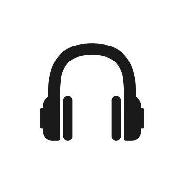 Kulaklık vektör simgesi. Siyah sembol silueti beyaz arkaplanda izole edilmiş. Mükemmel mobil ve web tasarımı konsepti için modern tarz kulaklık simgesi