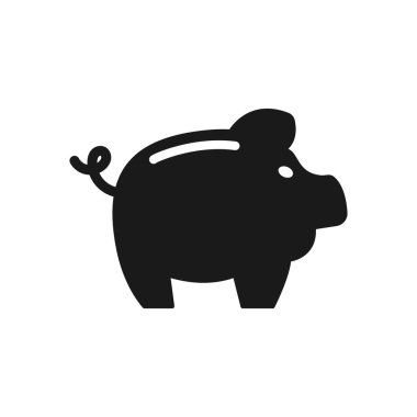 Domuz kumbarası ikon vektörü. Mükemmel mobil ve web tasarımı için para illüstrasyonu kaydediliyor