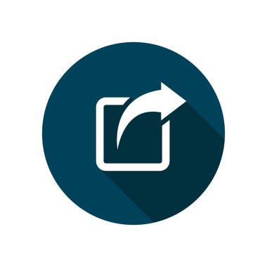 Düz stil olarak simgeyi paylaş. Mükemmel mobil ve web tasarımı konsepti için ok paylaşım simgesi