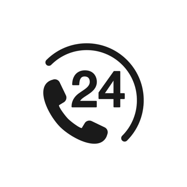 Çağrı merkezi 24 saat vektör logo şablonu. 24 saat arama destek ikonu. Tam zamanlı Müşteri Hizmeti simgesi