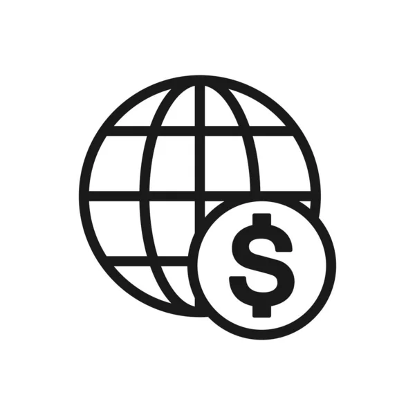 白い背景で地球とドルのデジタルイラスト 世界通貨 地球ベクトルイラスト付きドル記号 — ストックベクタ