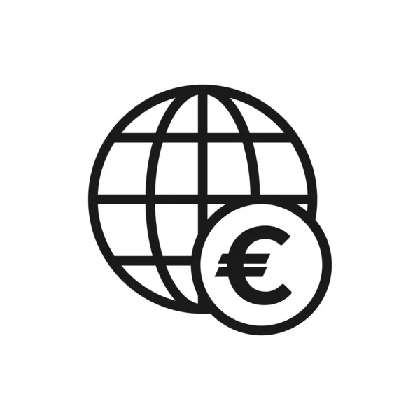 Euro Υπογράψει Εικονίδιο Υδρόγειο Ψηφιακή Απεικόνιση Του Πλανήτη Και Του — Διανυσματικό Αρχείο