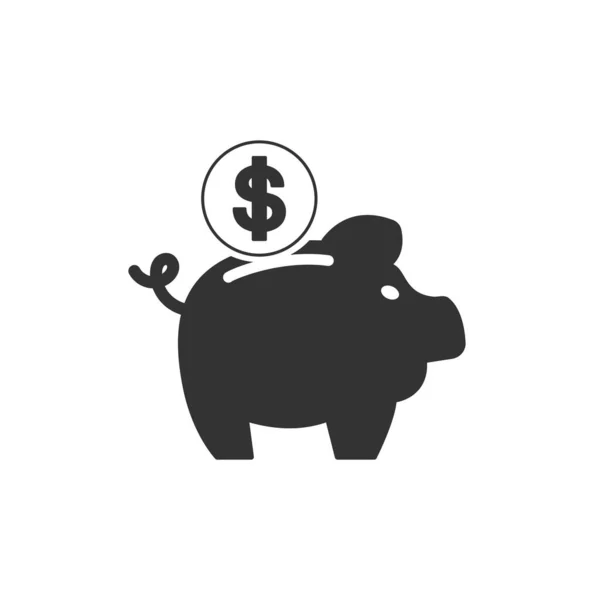 Dolar işaretli domuz kumbarası ikonu. Piggy Bank vektör çiziminden tasarruf ediliyor.