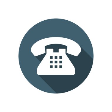 Arka planda izole edilmiş, modaya uygun, eski telefon simgesi. Tasarım, logo ve UI için eski telefon sembolü. Vektör illüstrasyonu