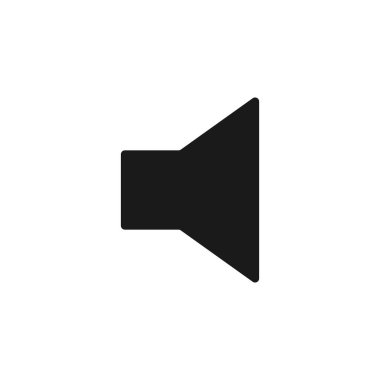 Uygulamalar ve web siteleri için düz vektör simgesinde ses hoparlörü sesi veya müzik hoparlörü sesi. Beyaz arka planda izole edilmiş megafon sembolü. Vektör illüstrasyonu