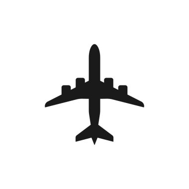 Uçak ikonu vektör çizimi. Uçuş biletleri tabelası. Seyahat sembolü çizimi. Düzlem simgesi düz tasarım