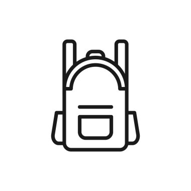 Sırt çantası simgesi satırda. Sırt çantasının sadeleştirilmiş sembolü. Sırt çantası. - Okul çantası. Çuval. Vektör illüstrasyonu.