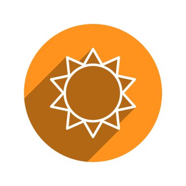 Güneş ikonu düz moda. Işık simgesi. Yaz sembolü çizimi. Parlaklık işareti. Karşıtlık ayarları resimleme