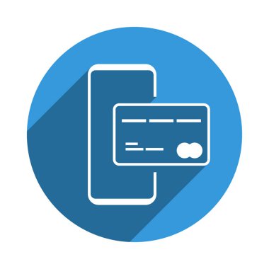Mobil bankacılık simgesi. Finans ve bankacılık mobil uygulaması. Çevrimiçi ödeme sembolü, düz tasarım. Web sitesi ve uygulama tasarımı için mobil para transferi imzası