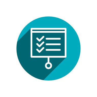 Düz moda denetim listesi simgesi. Liste yapmak için. Mükemmel mobil ve web konsepti için görevleri onayla, raporu kontrol et, pano simgesi resimlemesi.