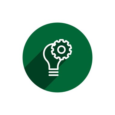 Yaratıcı ampul ve dişli ikonu. Yenilik sembolü. Şirket işi ve endüstriyel yaratıcılık işareti. İş ve sanayi kavramı.