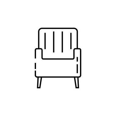 Koltuk vektör simgesi arka planda izole edildi. Koltuk, kanepe, sandalye, ev için şezlong ikonları, ofis tasarımı. Mobil ve web tasarım konsepti için mobilya işareti.