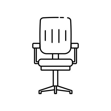 Ofis koltuğu ikonu. Web ve mobil uygulamalarda mükemmel ofis tasarımı için iş mobilyası simgesi.