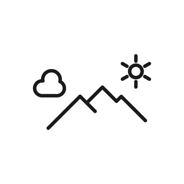 Ikona Gór Stylu Line Alpy Ilustrują Znak Symbol Szczytu Turystyka — Wektor stockowy