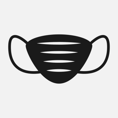 Tek kullanımlık steril tıbbi maske çizimi. Virüs enfeksiyon koruma maskesi.