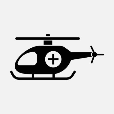 Ambulans helikopter ikonu. Hava sağlık servisi, tıbbi helikopter tabelası..